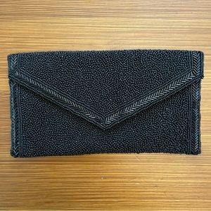 Vintage Walborg Black Beaded Envelope Style Clutch